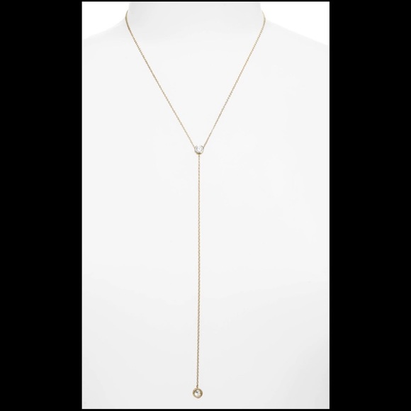 Adina Eden CZ Bezel Drop Gold Vermeil Lariat Necklace - Picture 1 of 4